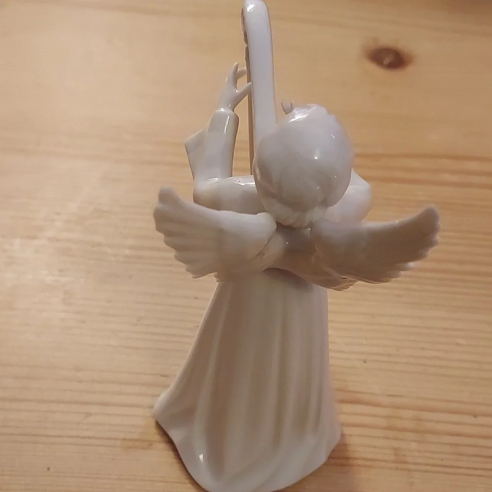 Vintage Dresden porcelain angel with harp